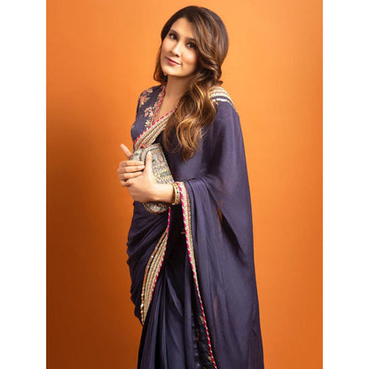 Gopi Vaid Anisha Saree with Stitched Blouse and Petticoat