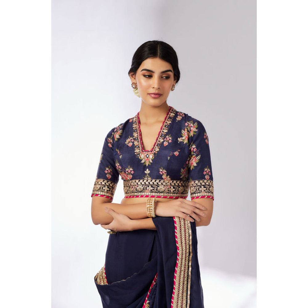 Gopi Vaid Anisha Saree with Stitched Blouse and Petticoat