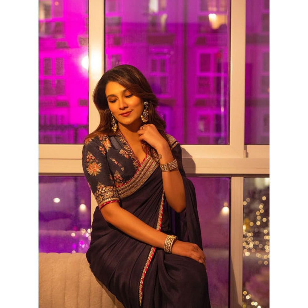 Gopi Vaid Anisha Saree with Stitched Blouse and Petticoat