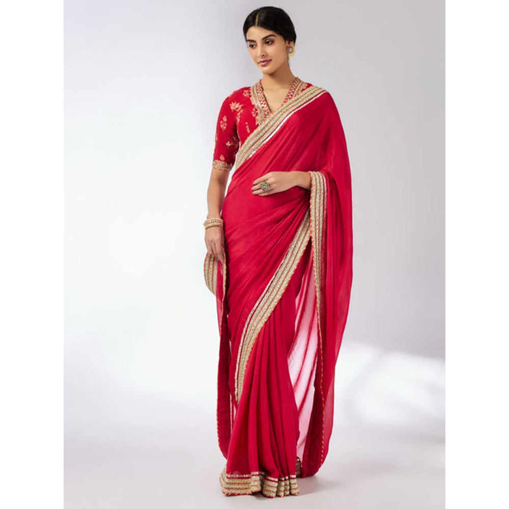 Gopi Vaid Anisha Saree with Stitched Blouse and Petticoat