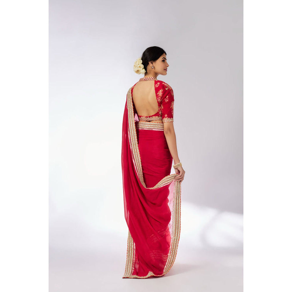 Gopi Vaid Anisha Saree with Stitched Blouse and Petticoat