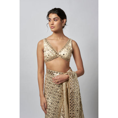 Gopi Vaid Mirai Saree with Stitched Blouse