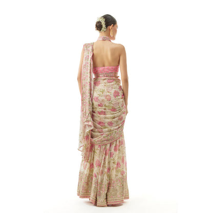 Gopi Vaid Pakhi Sharara Saree with Stitched Blouse