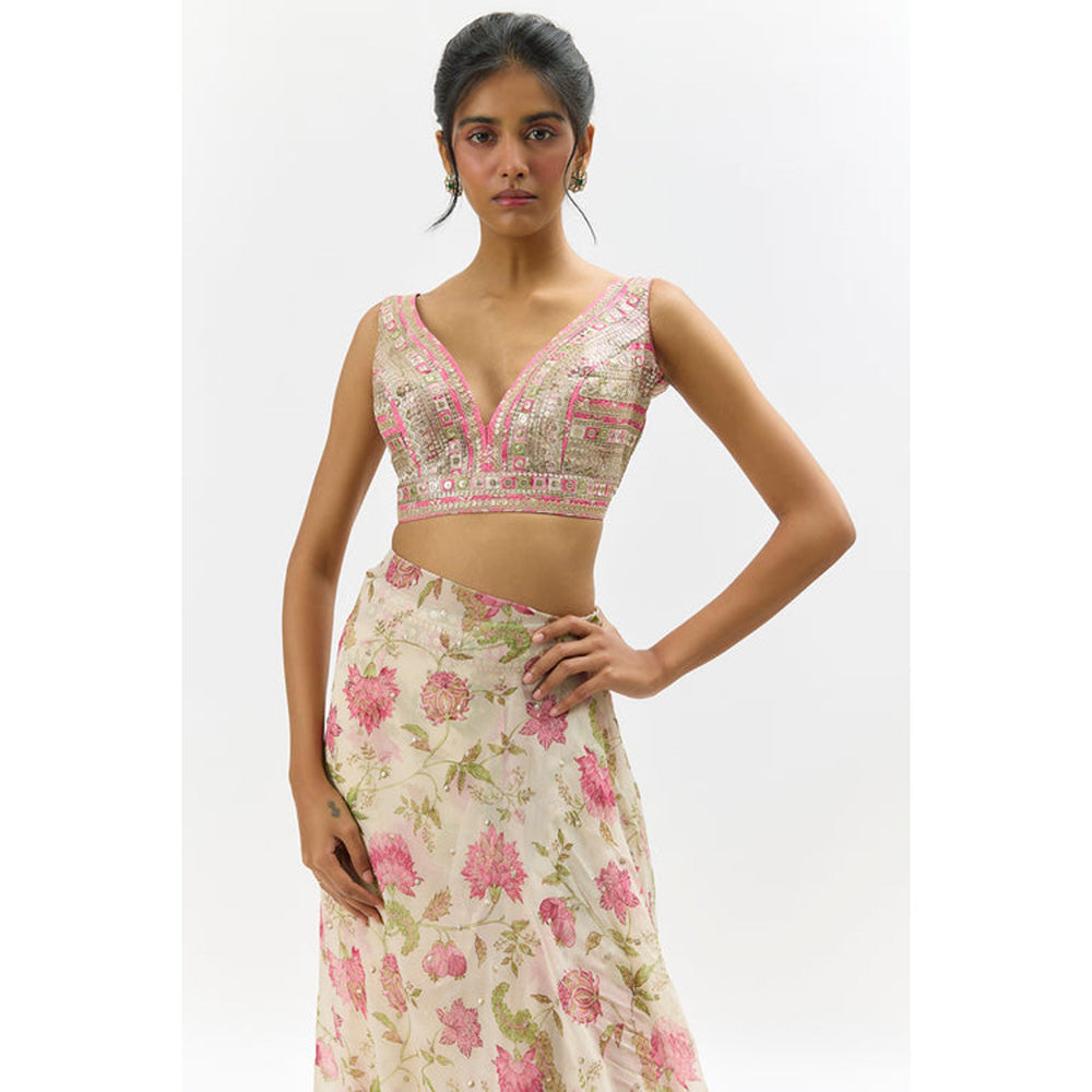 Gopi Vaid Akshata Saree with Stitched Blouse