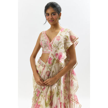 Gopi Vaid Akshata Saree with Stitched Blouse