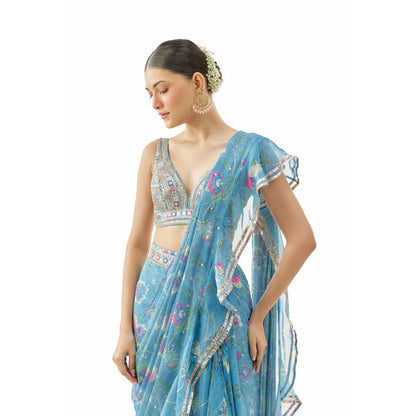 Gopi Vaid Akshata Saree with Stitched Blouse
