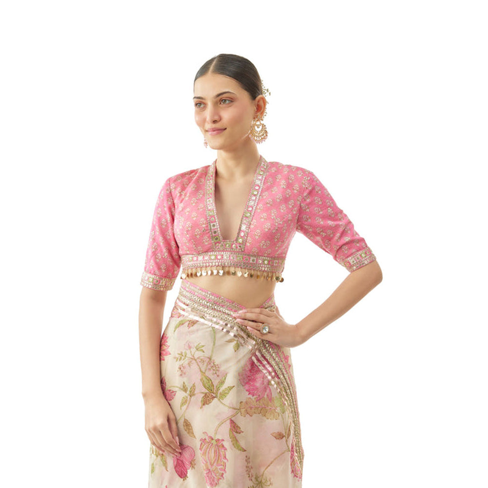 Gopi Vaid Aavika Saree with Stitched Blouse and Petticoat