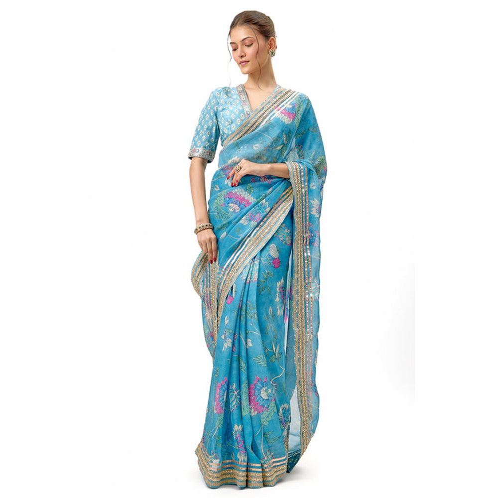 Gopi Vaid Aavika Saree with Stitched Blouse and Petticoat