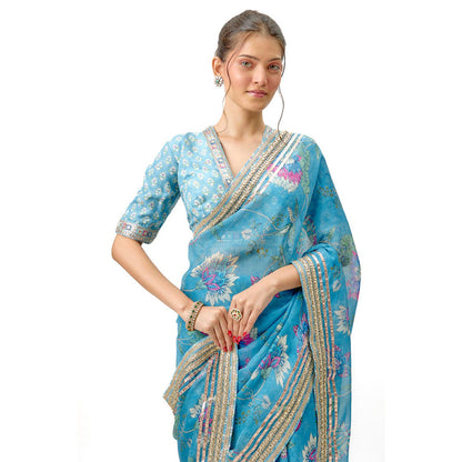 Gopi Vaid Aavika Saree with Stitched Blouse and Petticoat