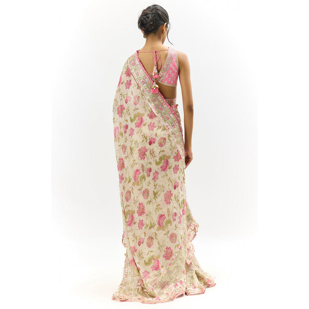 Gopi Vaid Aanchal Saree with Stitched Blouse and Petticoat