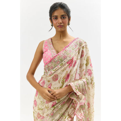 Gopi Vaid Aanchal Saree with Stitched Blouse and Petticoat
