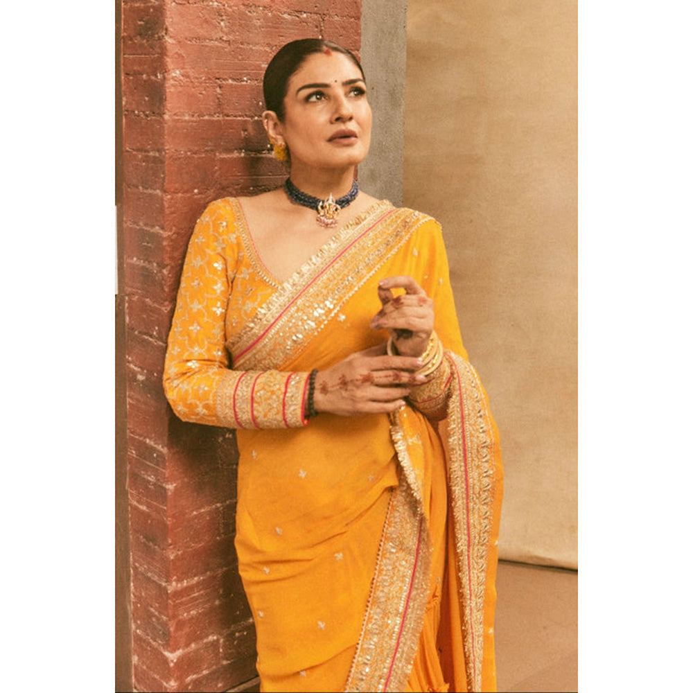 Gopi Vaid Raveena Tandon in Dilruba Saree with Stitched Blouse
