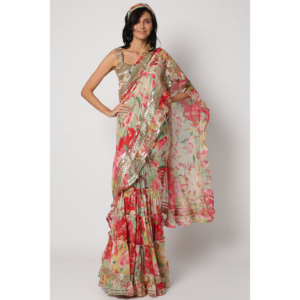 Gopi Vaid Prerna Mehra In Khushi Frill Saree with Stitched Blouse