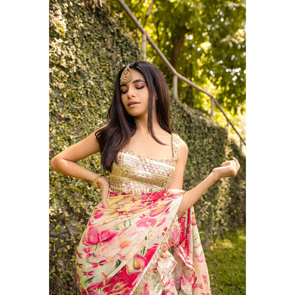 Gopi Vaid Prerna Mehra In Khushi Frill Saree with Stitched Blouse