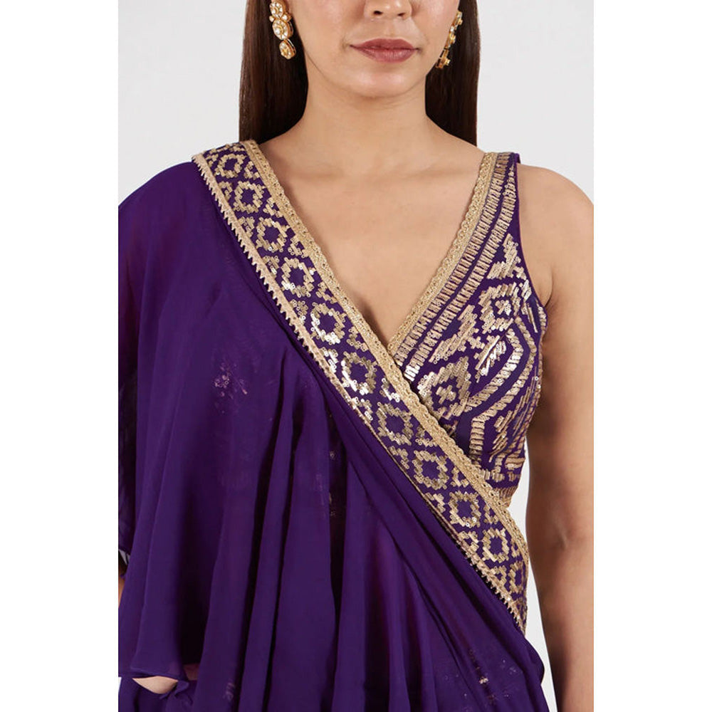 Gopi Vaid Marrakesh Ruffle Saree with Stitched Blouse