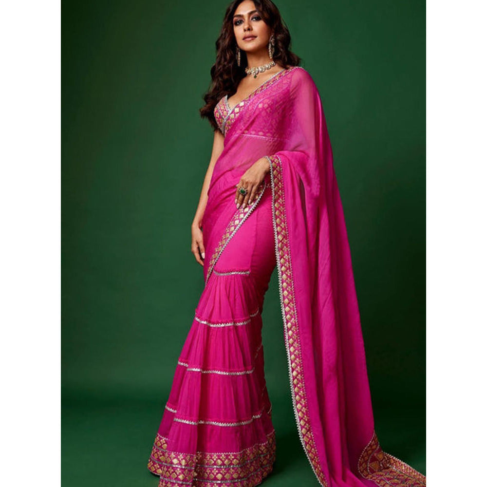 Gopi Vaid Mrunal Thakur In Anupa Saree with Stitched Blouse