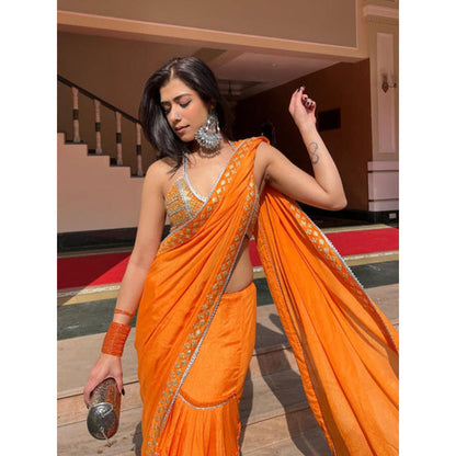 Gopi Vaid Suchi Saree with Stitched Blouse