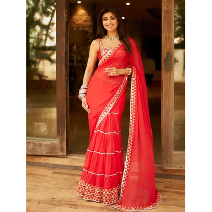 Gopi Vaid Shilpa Saree with Stitched Blouse