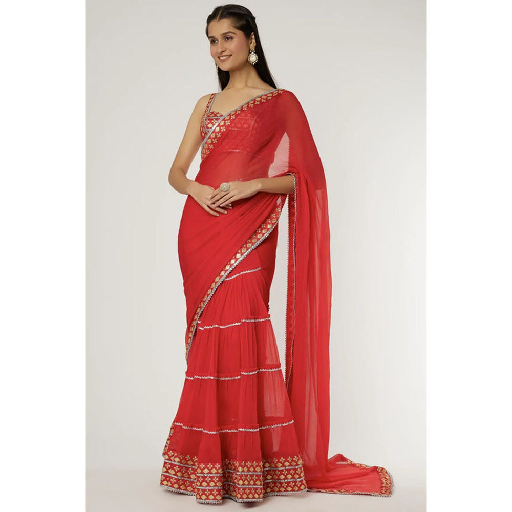 Gopi Vaid Shilpa Saree with Stitched Blouse