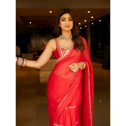 Gopi Vaid Shilpa Saree with Stitched Blouse