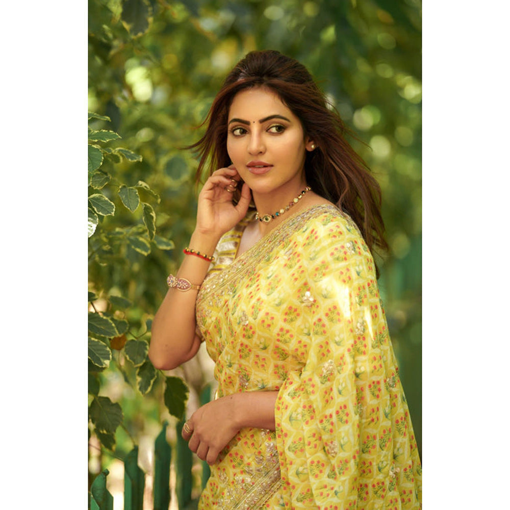 Gopi Vaid Nusrat Saree with Stitched Blouse