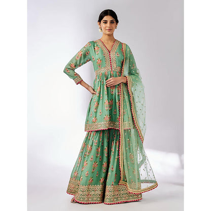 Gopi Vaid Samiksha Peplum Kurta with Sharara and Dupatta