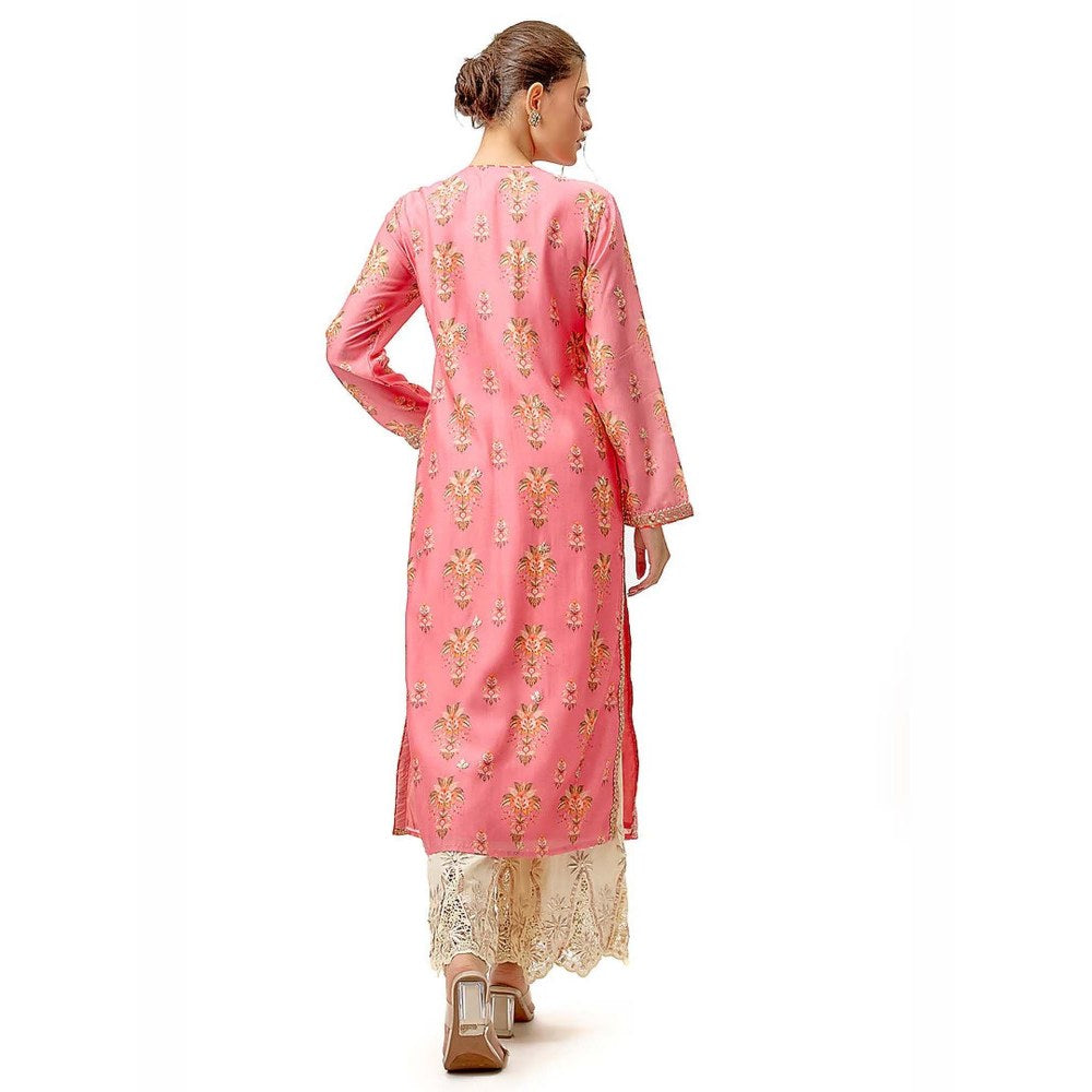 Gopi Vaid Neha Pink Embroidery Kurta