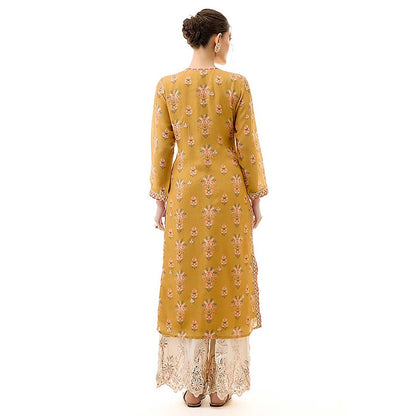 Gopi Vaid Dhara Mustard Embroidery Kurta