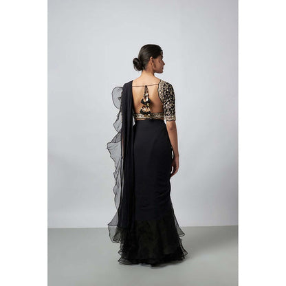 Gopi Vaid Ganika Mirror Embellished Saree with Stitched Blouse