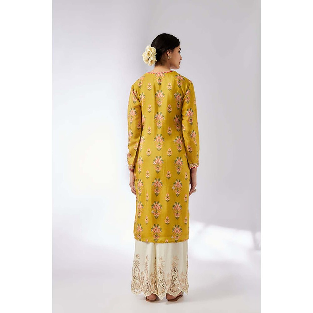 Gopi Vaid Women Cotton Silk Floral Kurta and Palazzo