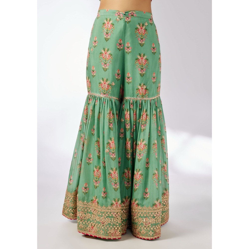 Gopi Vaid Dhriti Sleeveless Green Kurta with Sharara and Dupatta
