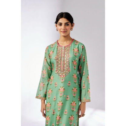 Gopi Vaid Dhara Green Kurta with Palazzo