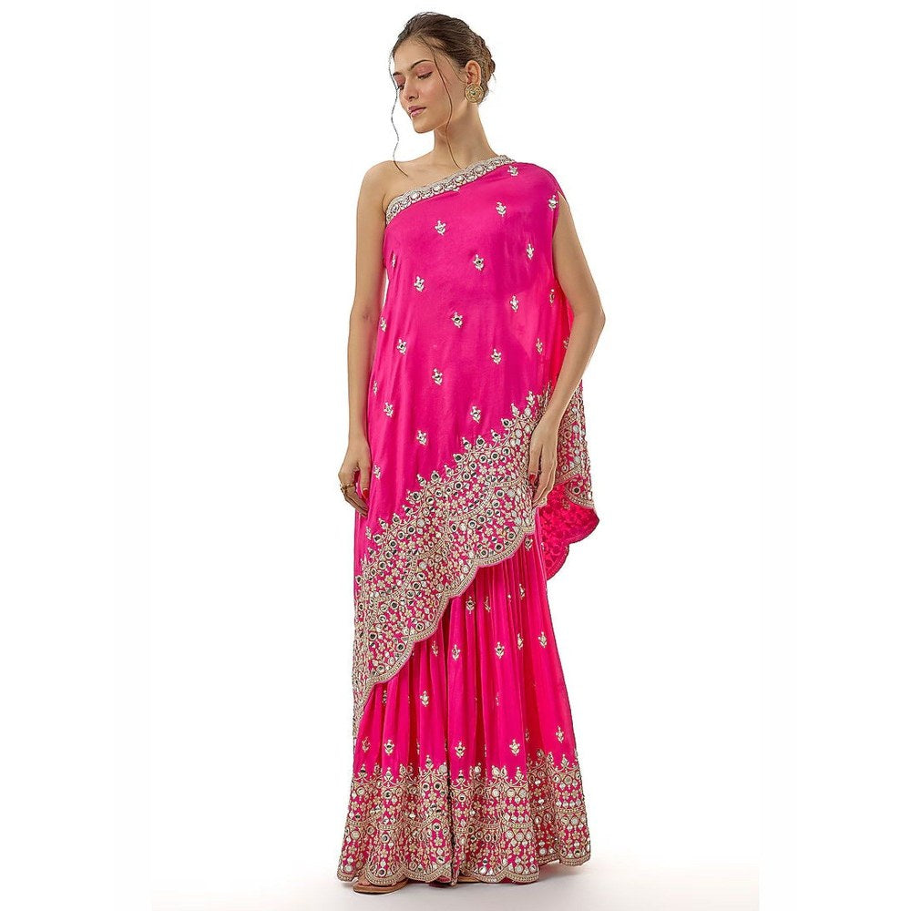Gopi Vaid Akasa Pink Top with Sharara