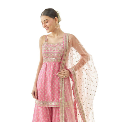 Gopi Vaid Nitya Pink Kurta with Sharara and Dupatta