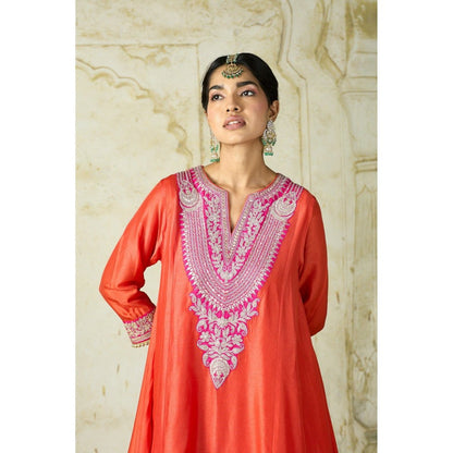 Gopi Vaid Nadia Orange Kurta with Salwar