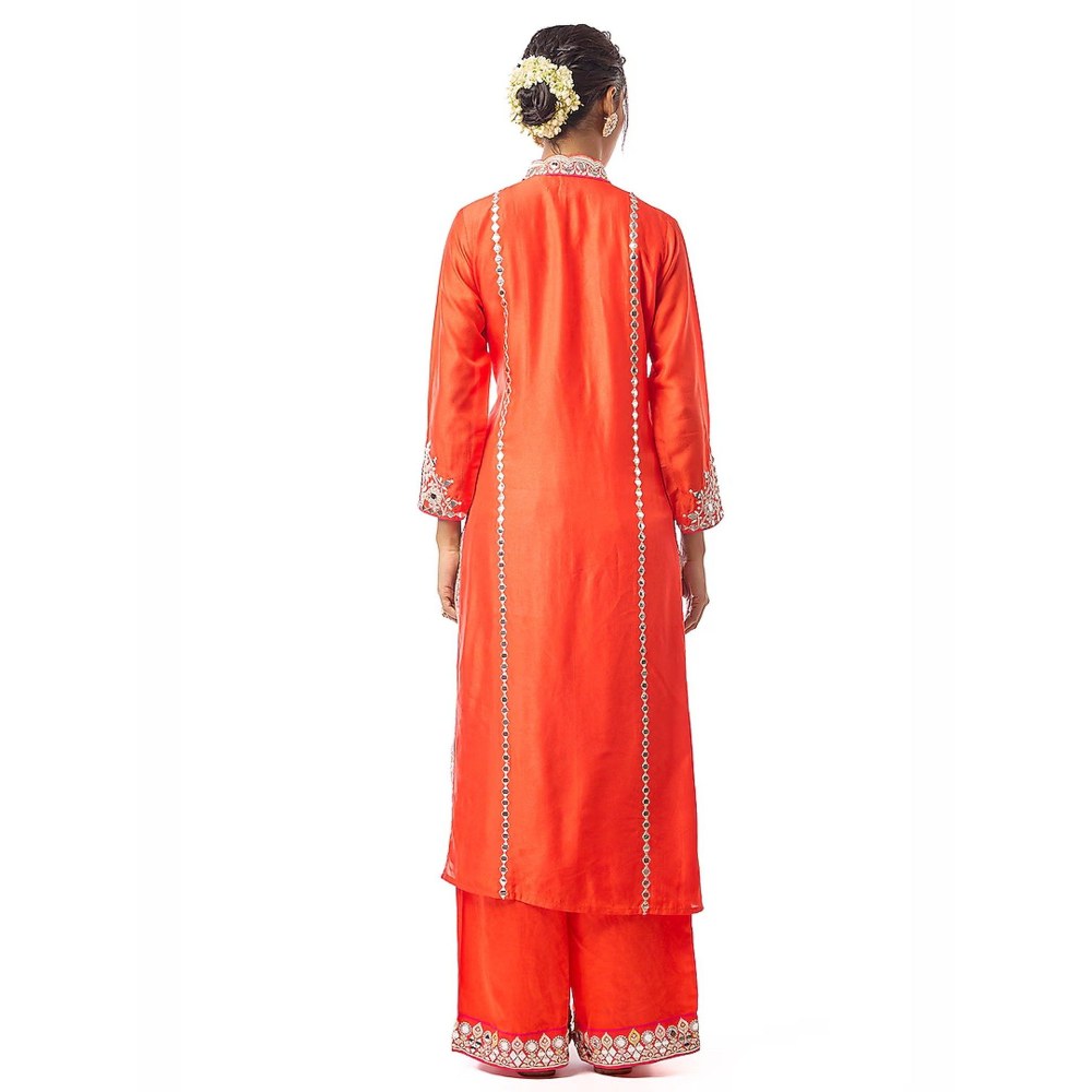 Gopi Vaid Kayra Orange Kurta with Palazzo and Dupatta