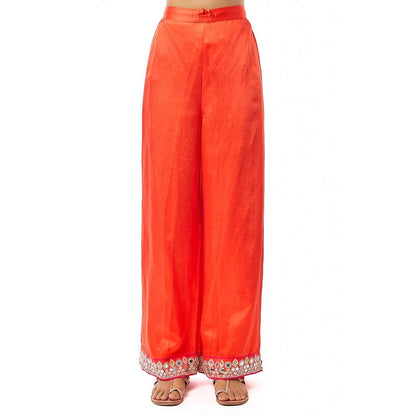 Gopi Vaid Kayra Orange Kurta with Palazzo and Dupatta