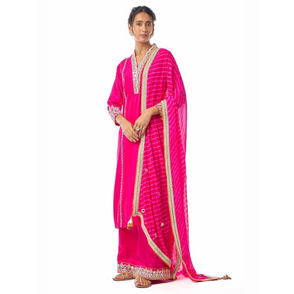 Gopi Vaid Kayra Pink Kurta with Palazzo and Dupatta