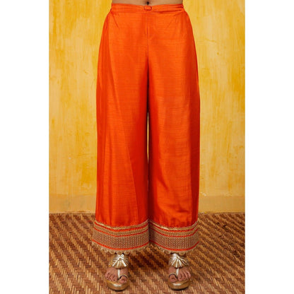 Gopi Vaid Marigold Marodi Embroidered Orange Kurta with Pant