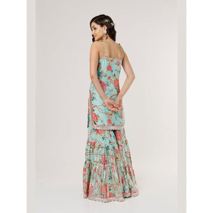Gopi Vaid Kahini Blue Kurta with Sharara and Dupatta