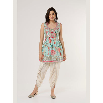 Gopi Vaid Suhani Sleeveless Blue Top with Dhoti