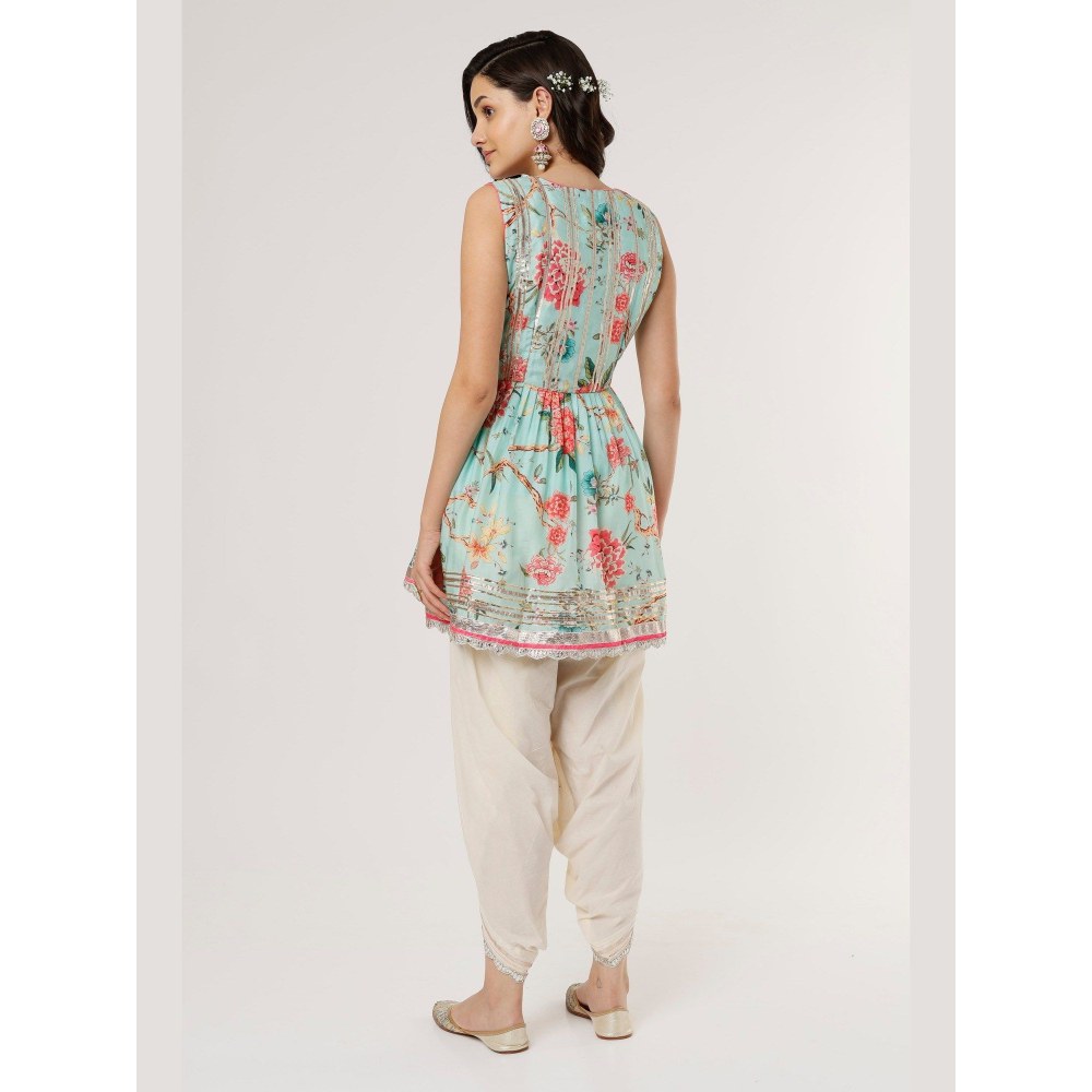 Gopi Vaid Suhani Sleeveless Blue Top with Dhoti