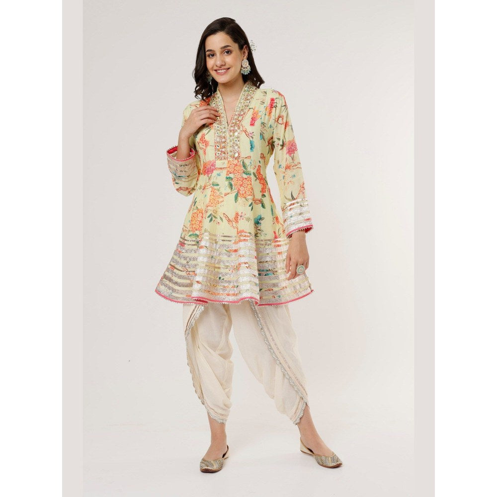 Gopi Vaid Sameera Yellow Top with Dhoti