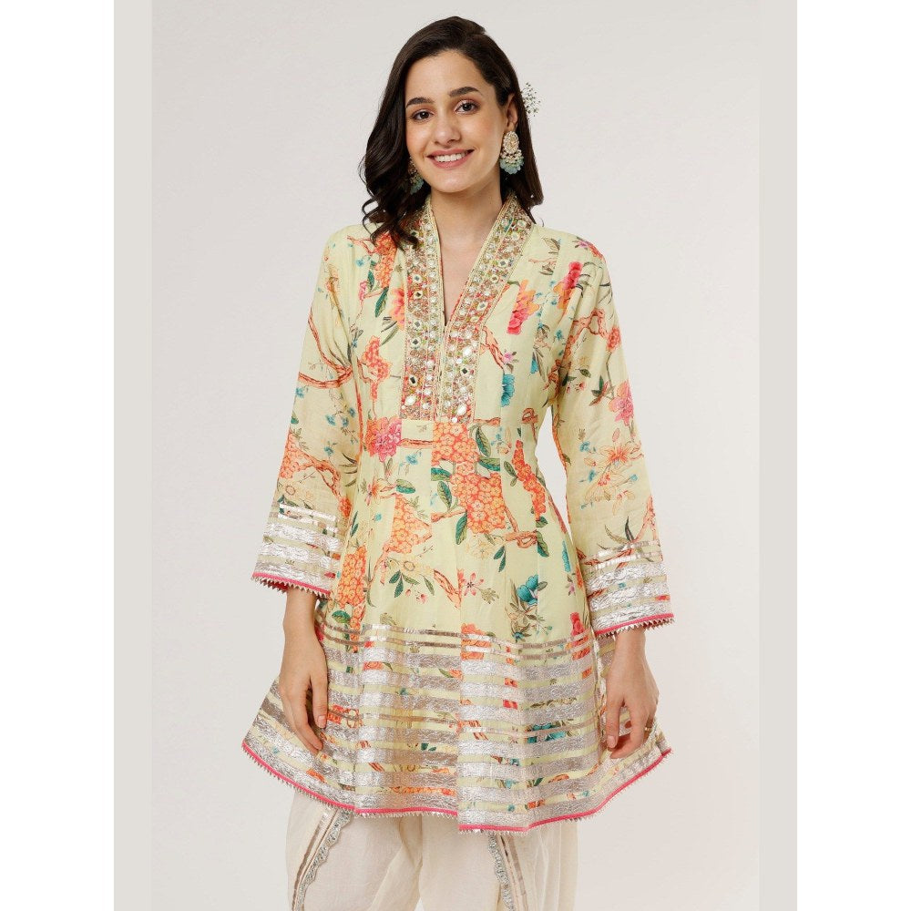 Gopi Vaid Sameera Yellow Top with Dhoti