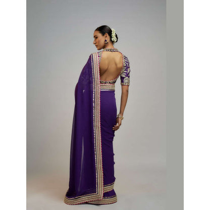 Gopi Vaid Purple Anaita Shroff In Golconda Myra Saree with Stitched Blouse