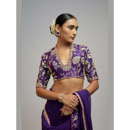 Gopi Vaid Purple Vidya Balan In Golconda Myra Saree with Stitched Blouse