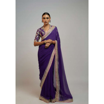 Gopi Vaid Purple Vidya Balan In Golconda Myra Saree with Stitched Blouse