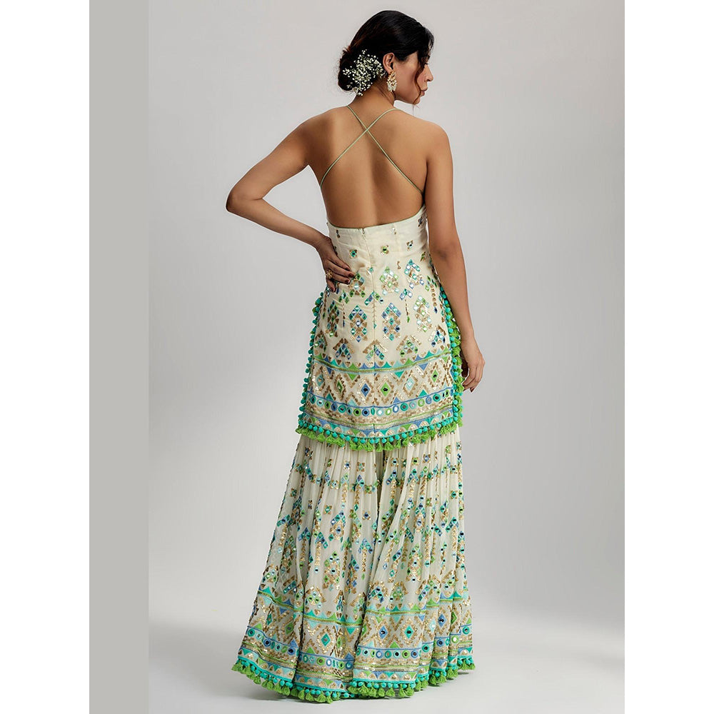 Gopi Vaid Ivory Pritika Kurta with Sharara and Dupatta