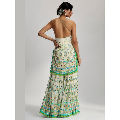 Gopi Vaid Ivory Pritika Kurta with Sharara and Dupatta