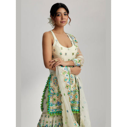 Gopi Vaid Ivory Pritika Kurta with Sharara and Dupatta